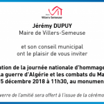 Commémoration de la Journée Nationale d’hommage  aux « Morts pour la France » pendant la guerre d’Algérie et les combats du Maroc et de la Tunisie villers-semeuse