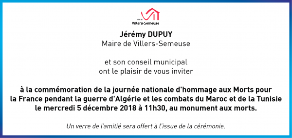 Commémoration de la Journée Nationale d’hommage  aux « Morts pour la France » pendant la guerre d’Algérie et les combats du Maroc et de la Tunisie villers-semeuse