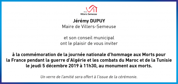 invitation journée nationale d’hommage aux "morts pour la France" de villers-semeuse