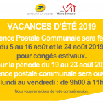 Vacances d'été pour l'Agence Postale Communale de villers-semeuse