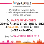 Horaires d'été de la médiathèque de villers-semeuse