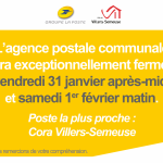 agence postale communale de villers-semeuse fermeture exceptionnelle