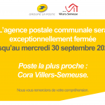 agence postale communale de villers-semeuse fermeture exceptionnelle
