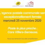 agence postale communale de villers-semeuse fermeture exceptionnelle