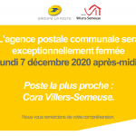 agence postale communale fermeture exceptionnelle villers-semeuse