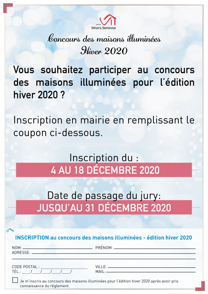 règlement concours des maisons illuminées hiver 2020 DE VILLERS-SEMEUSE